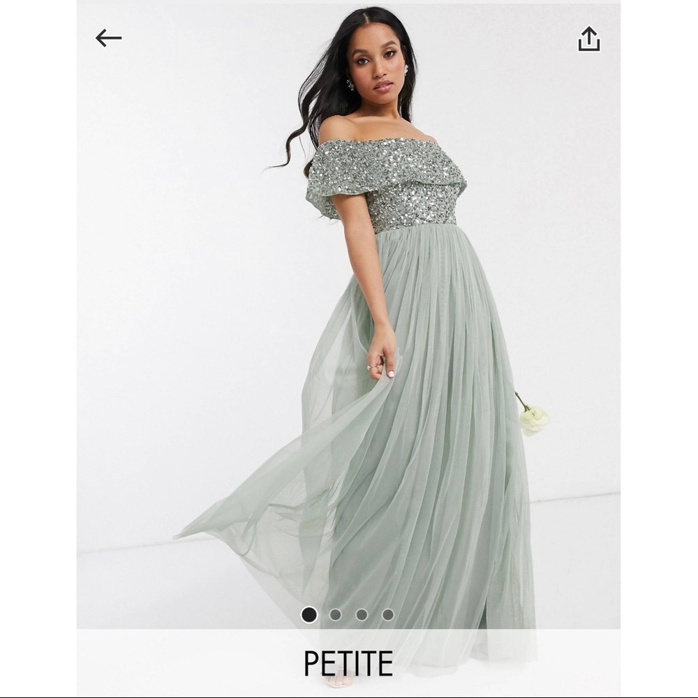 COPY - Maya Sage Green Sequined Bridesmaid Dress: Size 4P